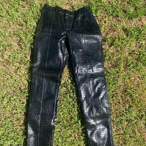 black snake print leather pants